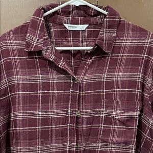 Sonoma Burgundy Plaid Women's Top